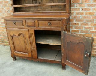 ANTIQUE EARLY 19TH C FRENCH COUNTRY WALNUT CUPBOARD CABINET VAISSELIER HUTCH 8