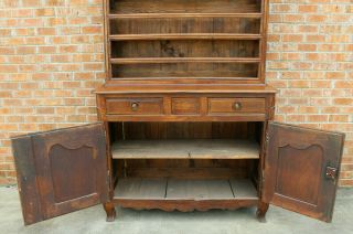 ANTIQUE EARLY 19TH C FRENCH COUNTRY WALNUT CUPBOARD CABINET VAISSELIER HUTCH 9