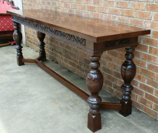 8 FT LONG ANTIQUE SCOTTISH CARVED REFECTORY DINING TABLE LATE 19TH - EARLY 20TH 4