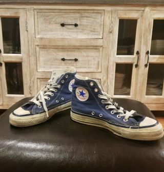 Vtg 80s/90s Converse Blue / Navy Chuck Taylor All Star High Top Shoes Usa Sz 7