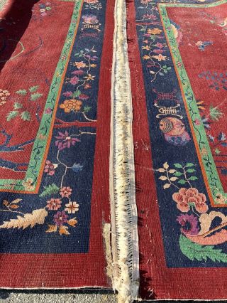Auth: Antique Art Deco Chinese Rug Nichols Red Modernism Masterpiece 10x14 NR 10