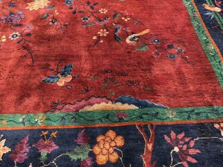 Auth: Antique Art Deco Chinese Rug Nichols Red Modernism Masterpiece 10x14 NR 5