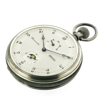 Rare ZENITH Silver Deck Marine Moonphase Pocket Watch Ship Chronometer Cal.  5011K 5