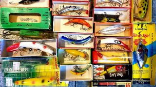 Huge Vintage 8 - Tray Tackle Box,  200,  Old Fishing Lures,  27 Boxes,  NR 10