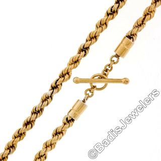 Vintage Heavy 18k Yellow Gold 18 " 3.  65mm Rope Link Chain Toggle Necklace 30.  06g