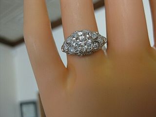 Antique 2.  38 Carat Big Diamond Platinum Art Deco Ring