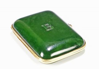 Rare Antique Tiffany And Company Co Green Jade And Gold Cigarette Case Box