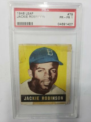 1948 Leaf 79 Jackie Robinson Brooklyn Dodgers Psa 1 Rare