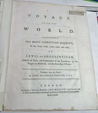 BOUGAINVILLE CIRCUMNAVIGATION OF THE WORLD/1772/RARE 1st Ed/6 ENGRAVED MAPS/FINE 4