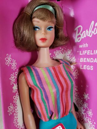 1958 American Girl Barbie Doll Side Part Brunette Swimsuit