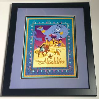 Disney Aladdin Framed 4 Pin Set Ap Jasmine Aladdin Horse Rajah Abu Tokyo Rare Le