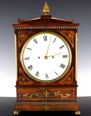 Ex.  Rare Large C1820 Regency Brass Inlaid Mahogany Mantle Clock Frodsham London