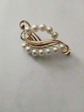 Vintage 14k Gold Pearl Cluster Brooch Pin