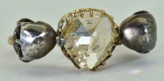 Antique Victorian 14k Gold&1.  2ct old Rose cut Diamonds Memento Mori Skull ring 2