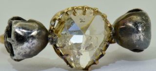 Antique Victorian 14k Gold&1.  2ct old Rose cut Diamonds Memento Mori Skull ring 3