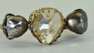 Antique Victorian 14k Gold&1.  2ct old Rose cut Diamonds Memento Mori Skull ring 4