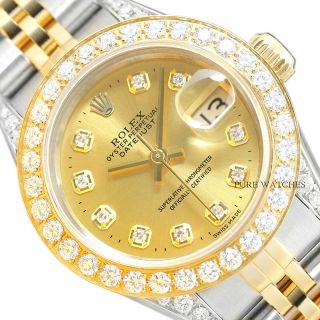 Ladies Rolex Datejust 2 - Tone Quickset Watch & 1.  13 Ct Diamond Bezel