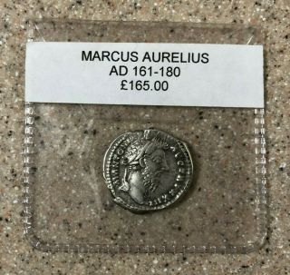 Marcus Aurelius 161 - 180 Ad.  Perfect Denarius Ancient Roman Empire Silver Coin