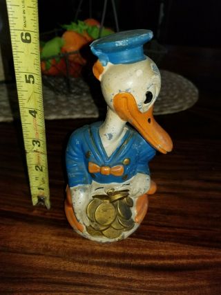 Donald Duck Cast Metal Painted Bank Vintage Disney 1930 
