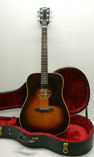 1981 Vintage Gibson J45 Deluxe Tobacco Sunburst Acoustic Guitar,  Ohsc