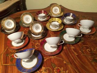 12 Cups 12 Saucers Set Rare Vintage Bavaria Germany Porcelain Coffee Set 3