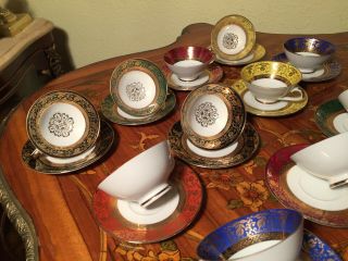 12 Cups 12 Saucers Set Rare Vintage Bavaria Germany Porcelain Coffee Set 6