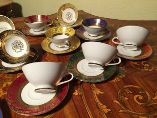 12 Cups 12 Saucers Set Rare Vintage Bavaria Germany Porcelain Coffee Set 7