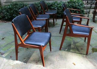 Reserved: Set Of 6 Teak Ella Dining Chairs By Arne Vodder For Vamo Møbelfabrik