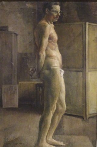 Fine Large Early 20th Century English Studio Nude Man Portrait Harold Knight
