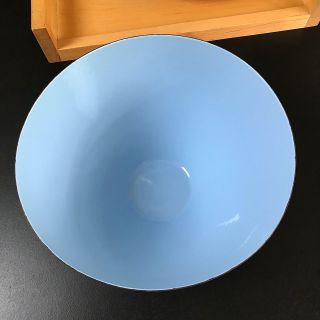 9 3/4 Inch Vintage Blue Krenit Bowl / Black Krenchel Servers,  Made In Denmark 3