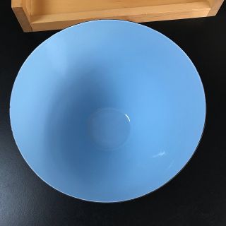 9 3/4 Inch Vintage Blue Krenit Bowl / Black Krenchel Servers,  Made In Denmark 4