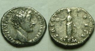 Rare Ancient Roman Silver Coin Denarius Marcus Aurelius 151 Ad Clementia Patera
