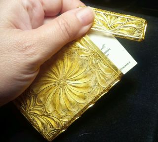 Antique 14k Yellow Gold Filigree Card Holder One Of A Kind,  Hand - Crafted Item