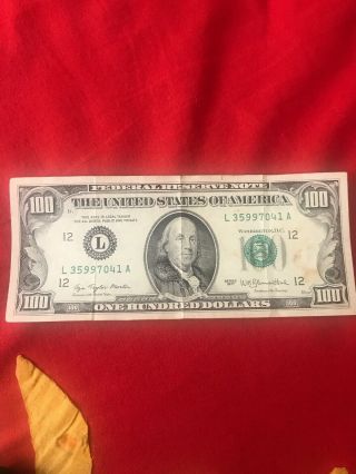 Vintage 100 Dollar Bill 1977 Edition