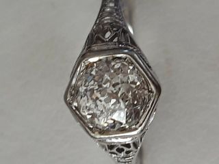 18 K White Gold Vintage 1 Carat Brilliant Rose Cut Diamond Engagement Ring