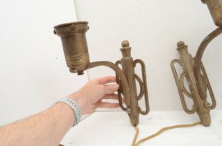 pair vintage antique Art Deco wall Sconces Cast Metal lighting fixture plug in 5