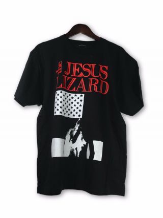 Vintage Vtg 90s Jesus Lizard American Flag Black T - Shirt