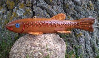 Jay Mcevers Fish Decoy Lure Fishing Folk Art Carved Wood Tackle Ice Rod Spearing