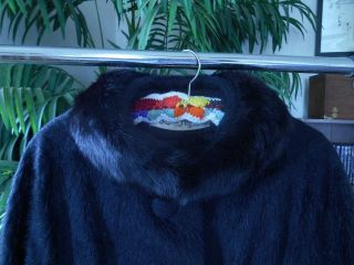Vintage Lilli Ann Paris Coat MOHAIR Collar S/M Black 1950 LARP COSPLAY 5