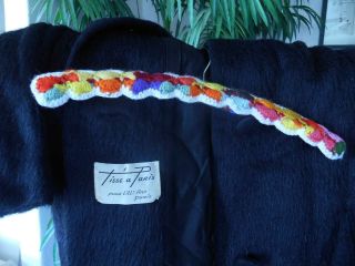 Vintage Lilli Ann Paris Coat MOHAIR Collar S/M Black 1950 LARP COSPLAY 7