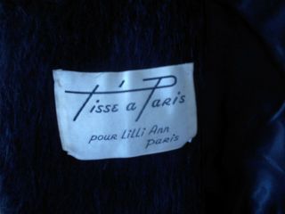 Vintage Lilli Ann Paris Coat MOHAIR Collar S/M Black 1950 LARP COSPLAY 8