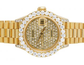 Ladies Rolex 18k Yellow Gold President 26mm Datejust 69178 Diamond Watch 5.  0 Ct