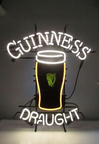 Vtg Large Guinness Beer Irish Neon Light Up Sign Bar Game Room Pub Man Cave