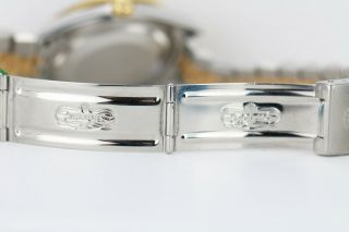 Rolex Men ' s Watch Datejust 18K Gold & Steel 36mm Diamond Emerald Dial & Bezel 4