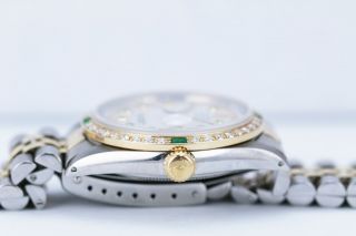 Rolex Men ' s Watch Datejust 18K Gold & Steel 36mm Diamond Emerald Dial & Bezel 8