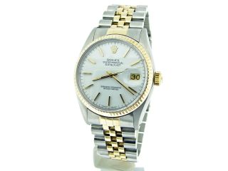 Rolex Datejust Mens 2Tone 18K Yellow Gold & Stainless Steel Jubilee White 16013 2