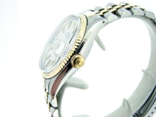 Rolex Datejust Mens 2Tone 18K Yellow Gold & Stainless Steel Jubilee White 16013 3