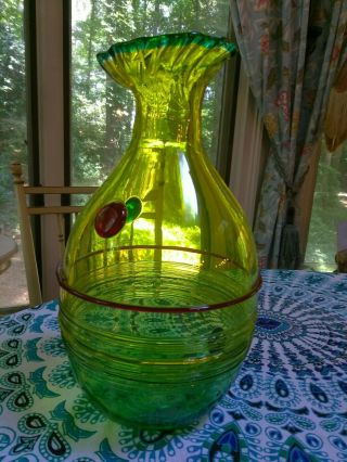 Vintage Murano art glass vase Gino Cenedese nicely signed base modern design 7