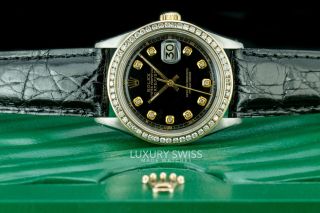 Rolex Watch Lady 26mm Datejust Two - Tone Black Dial with Diamond Bezel & Markers 2