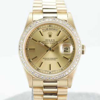 Mens Rolex Day - Date 18038 Presidential 18k Yellow Gold Champagne 1.  35ct Diamonds